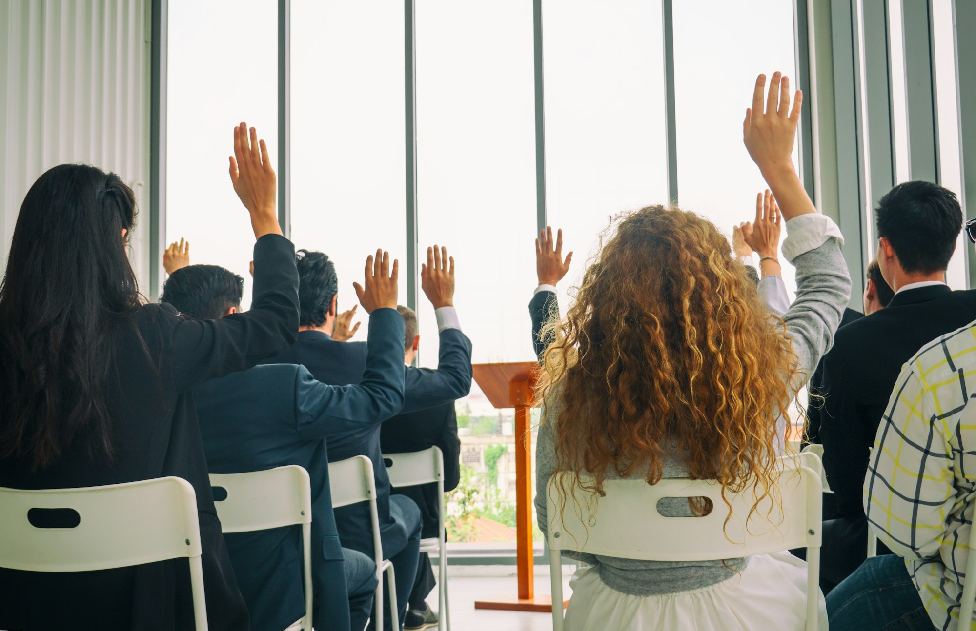 Diverse people in a seminar